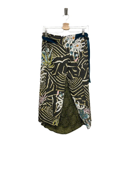 KENZO viscose abstract wrap skirt with belt  (L)