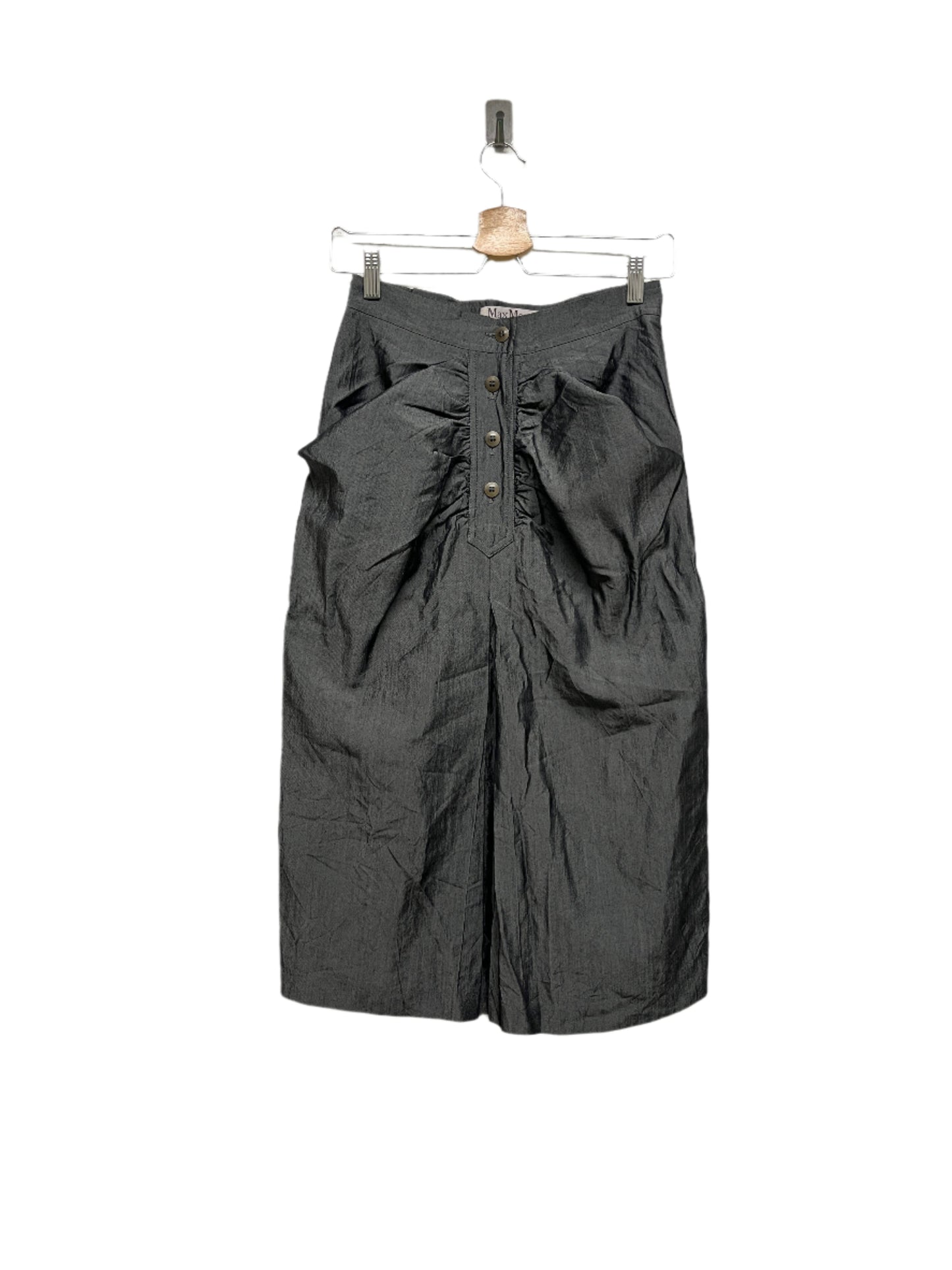 MAX MARA grey shiny button up wool skirt (XS/S)