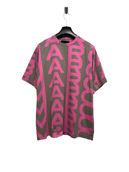 MARC JACOBS brown and pink logo tee (L/XL)