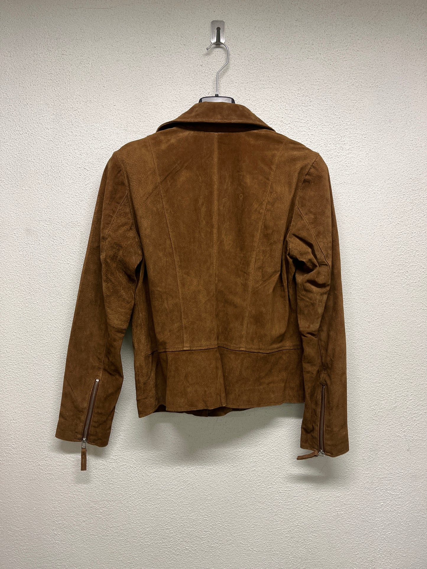 VINTAGE brown suede leather zipped jacket (M)
