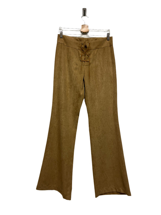 VINTAGE suede-like effect lace-up bootcut flared trousers (L)