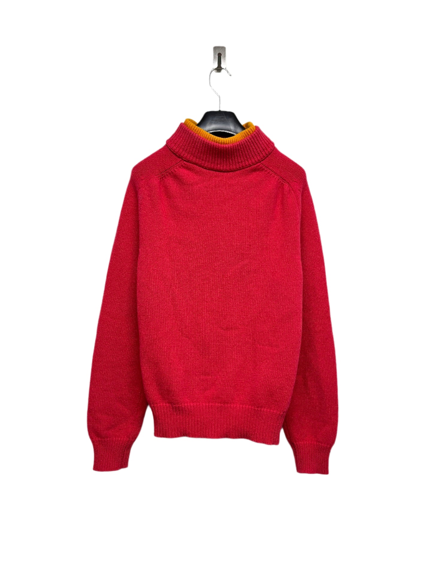 JIL SANDER pink wool sweater with double collar (XL)