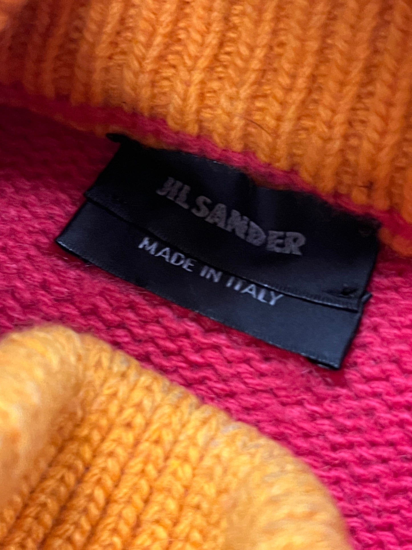 JIL SANDER pink wool sweater with double collar (XL)