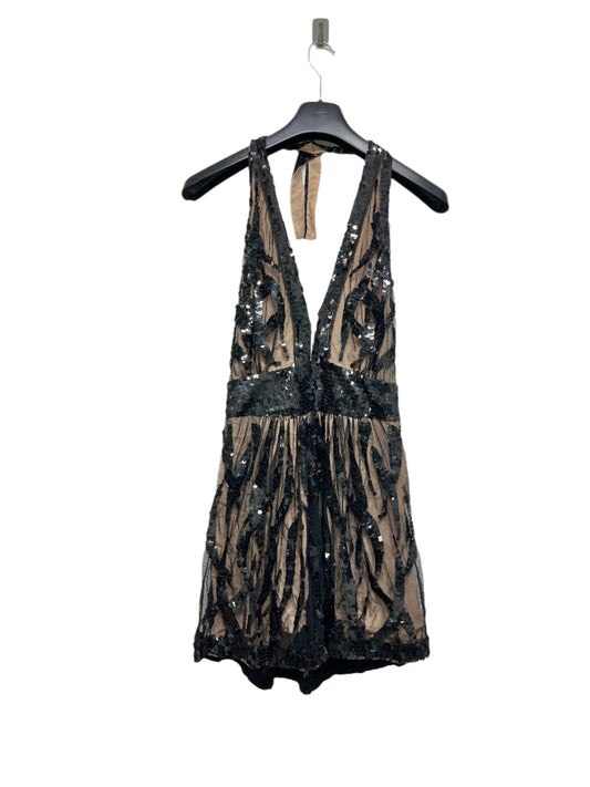 BLUMARINE Couture runway black and nude sleeveless sequin mini dress (M)