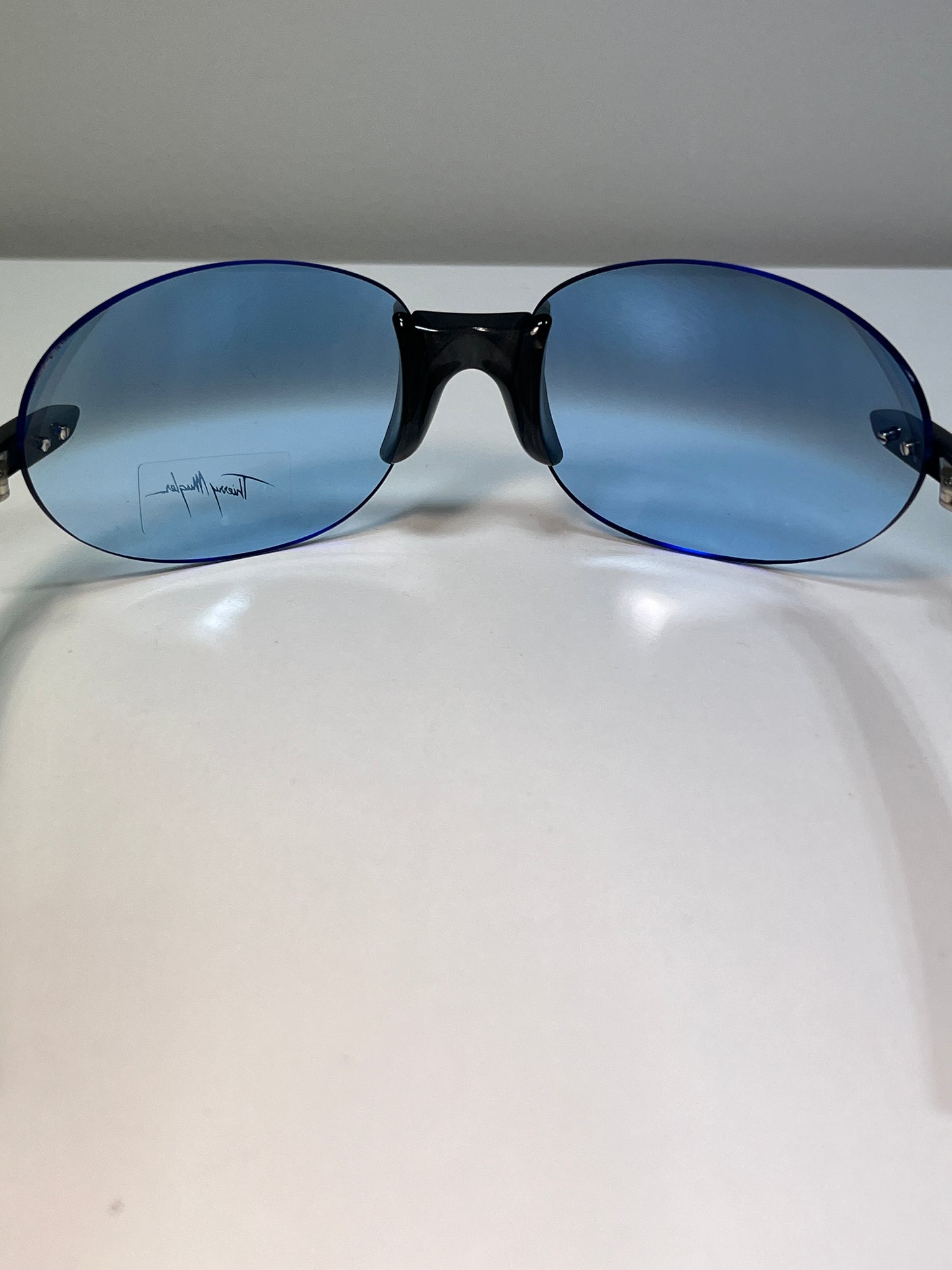 MUGLER rare blue lenses oversized sunglasses