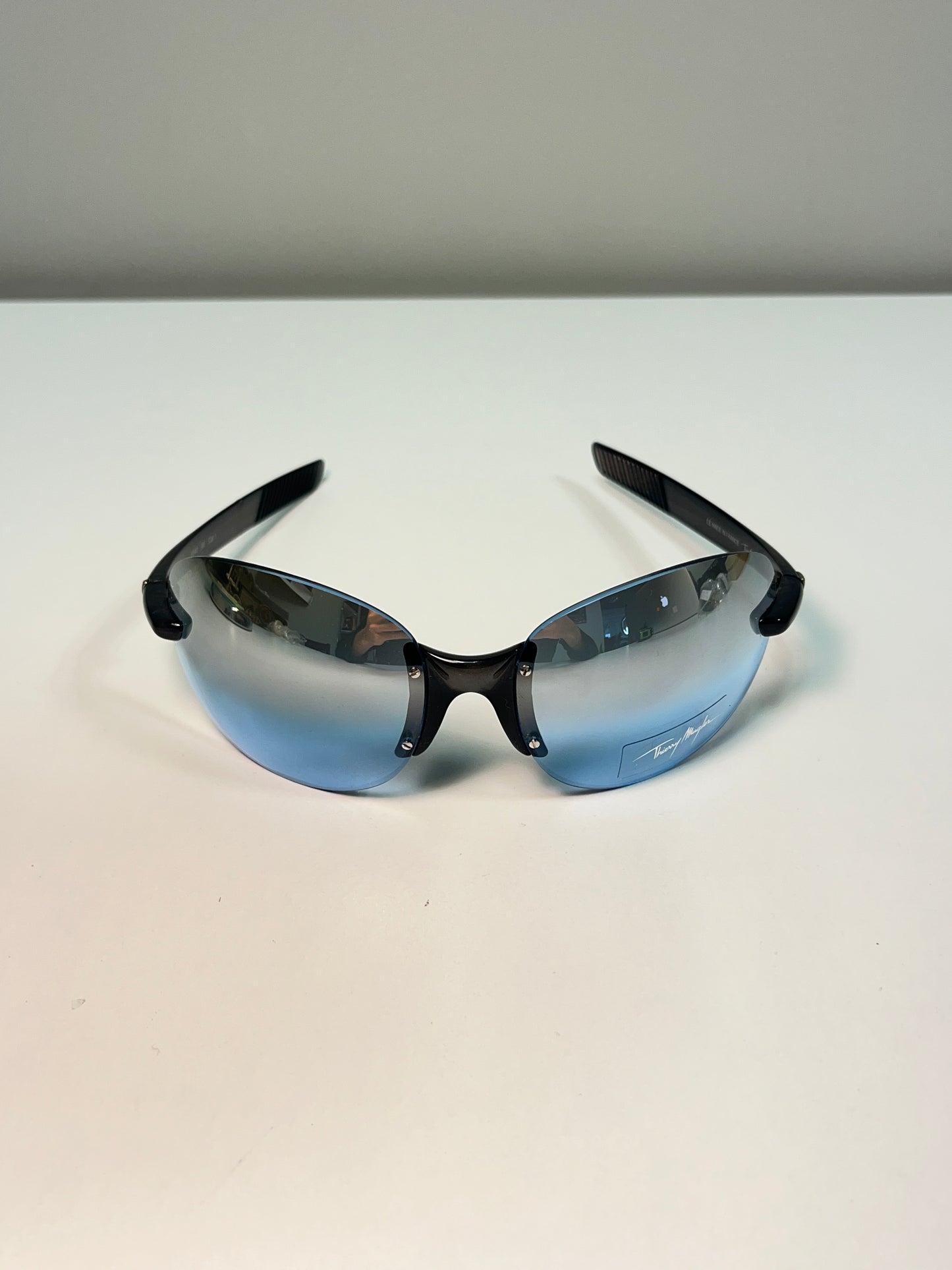 MUGLER rare blue lenses oversized sunglasses