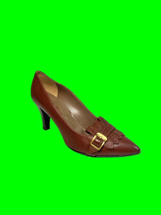 MAX MARA brown leather belted heels (39)