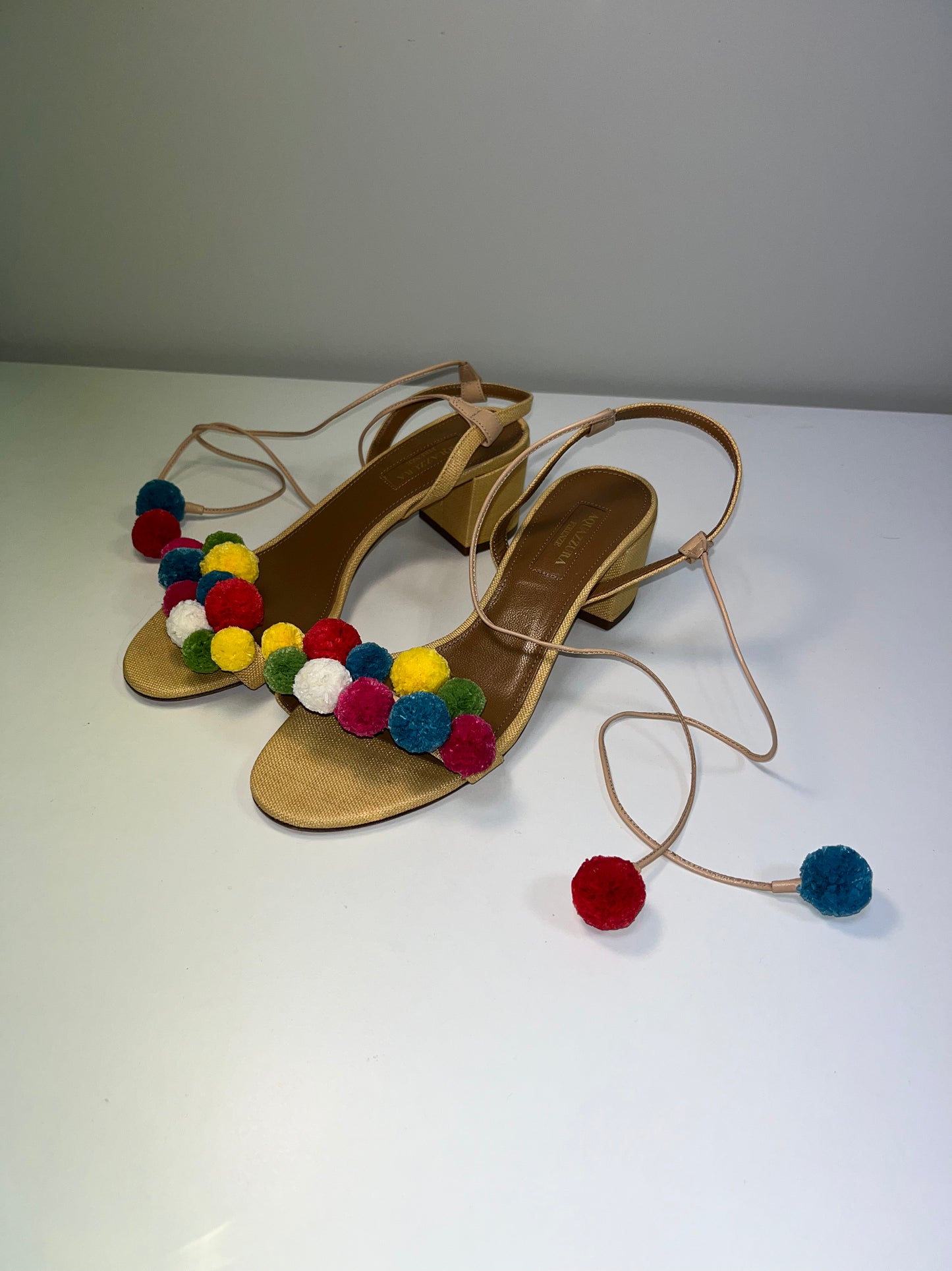 AQUAZZURA leather and cloth sandals (37)