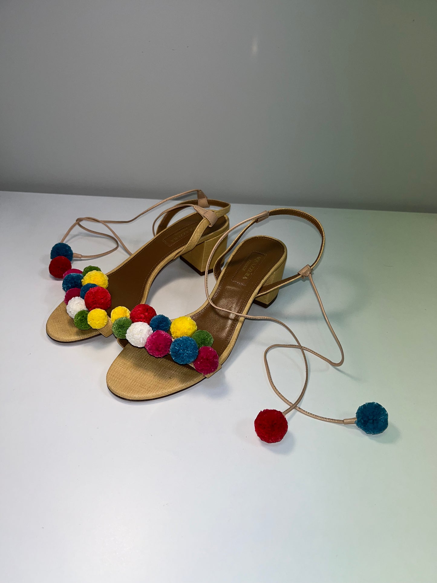 AQUAZZURA leather and cloth sandals (37)