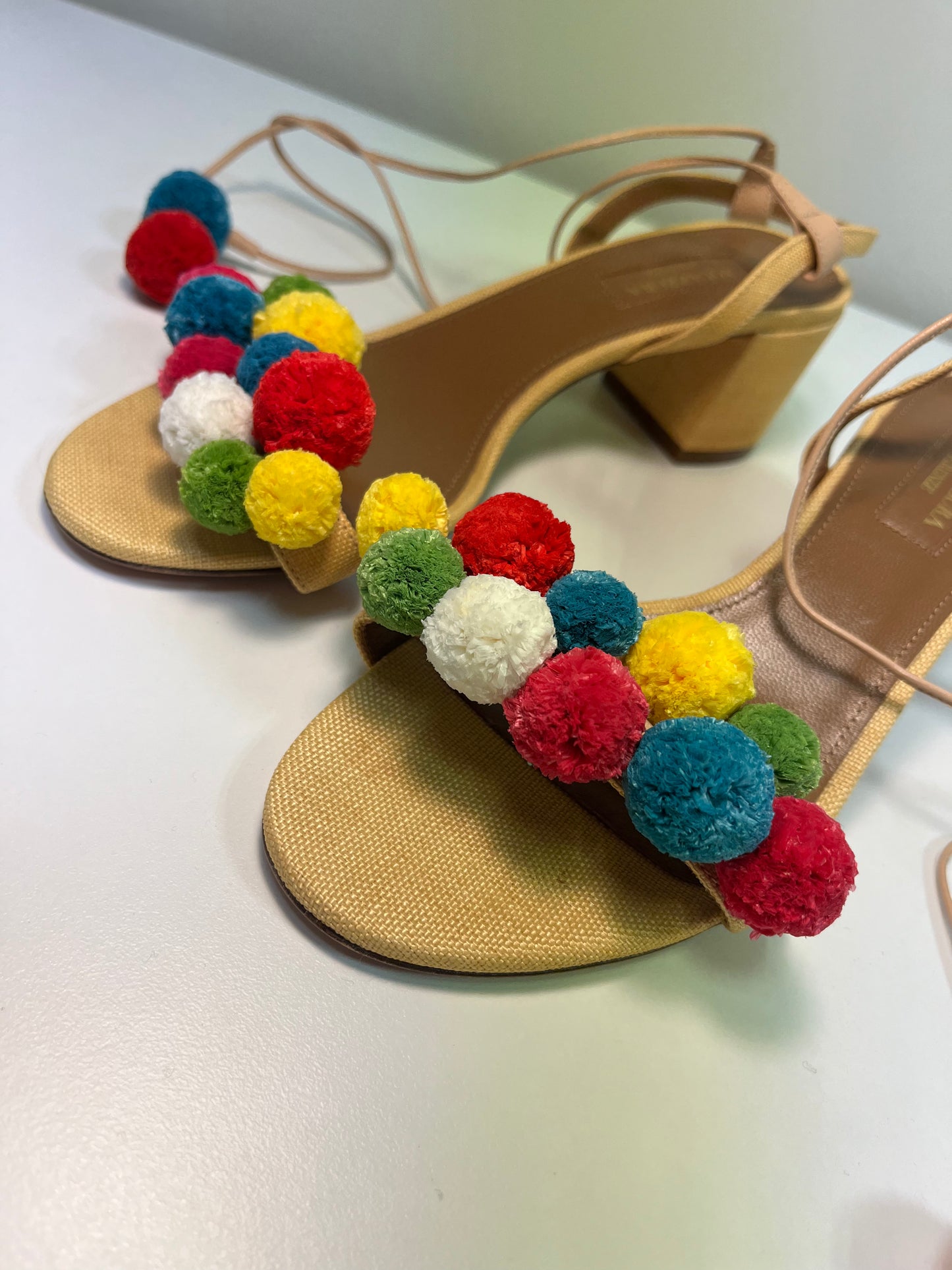 AQUAZZURA leather and cloth sandals (37)