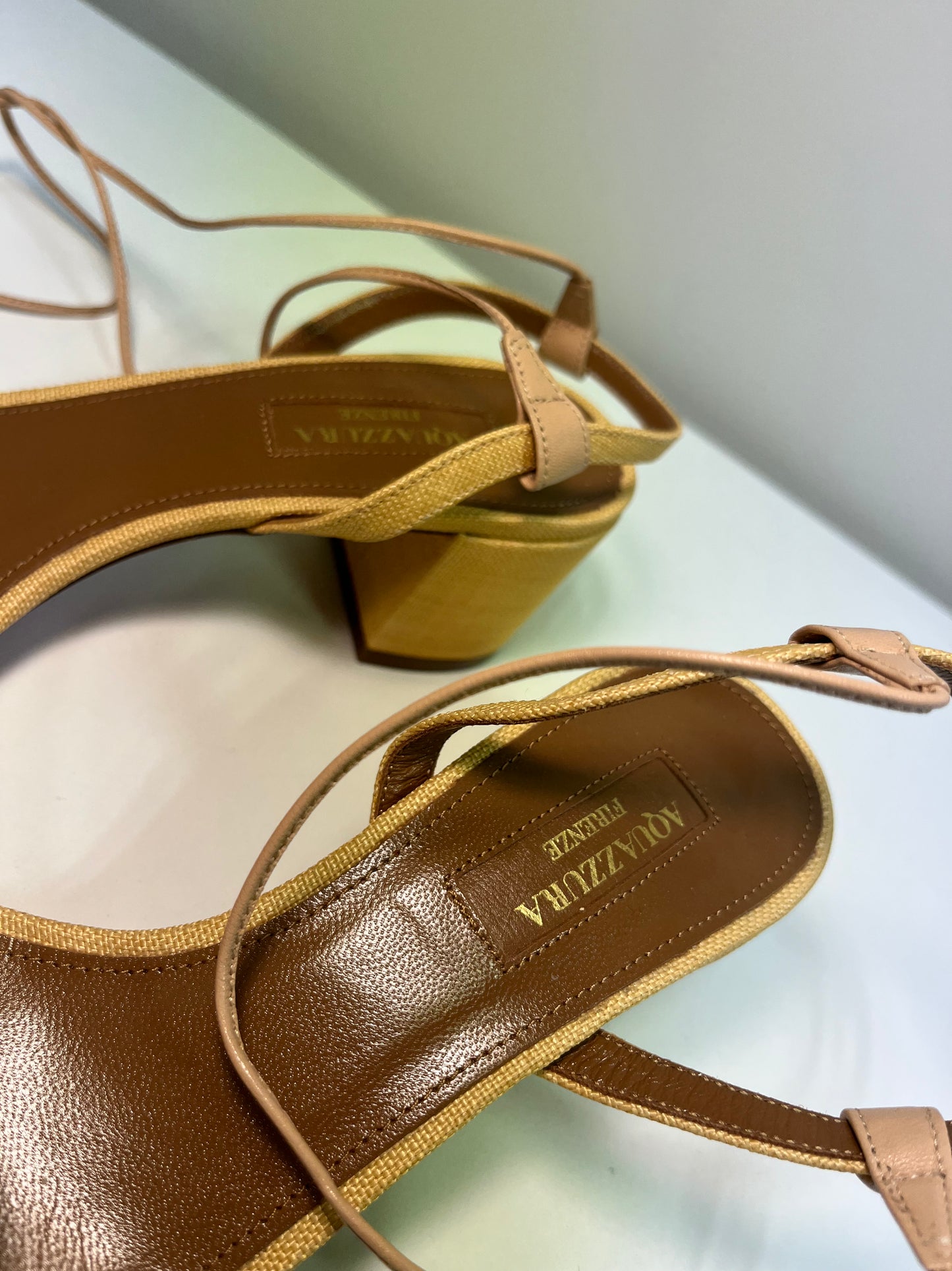 AQUAZZURA leather and cloth sandals (37)