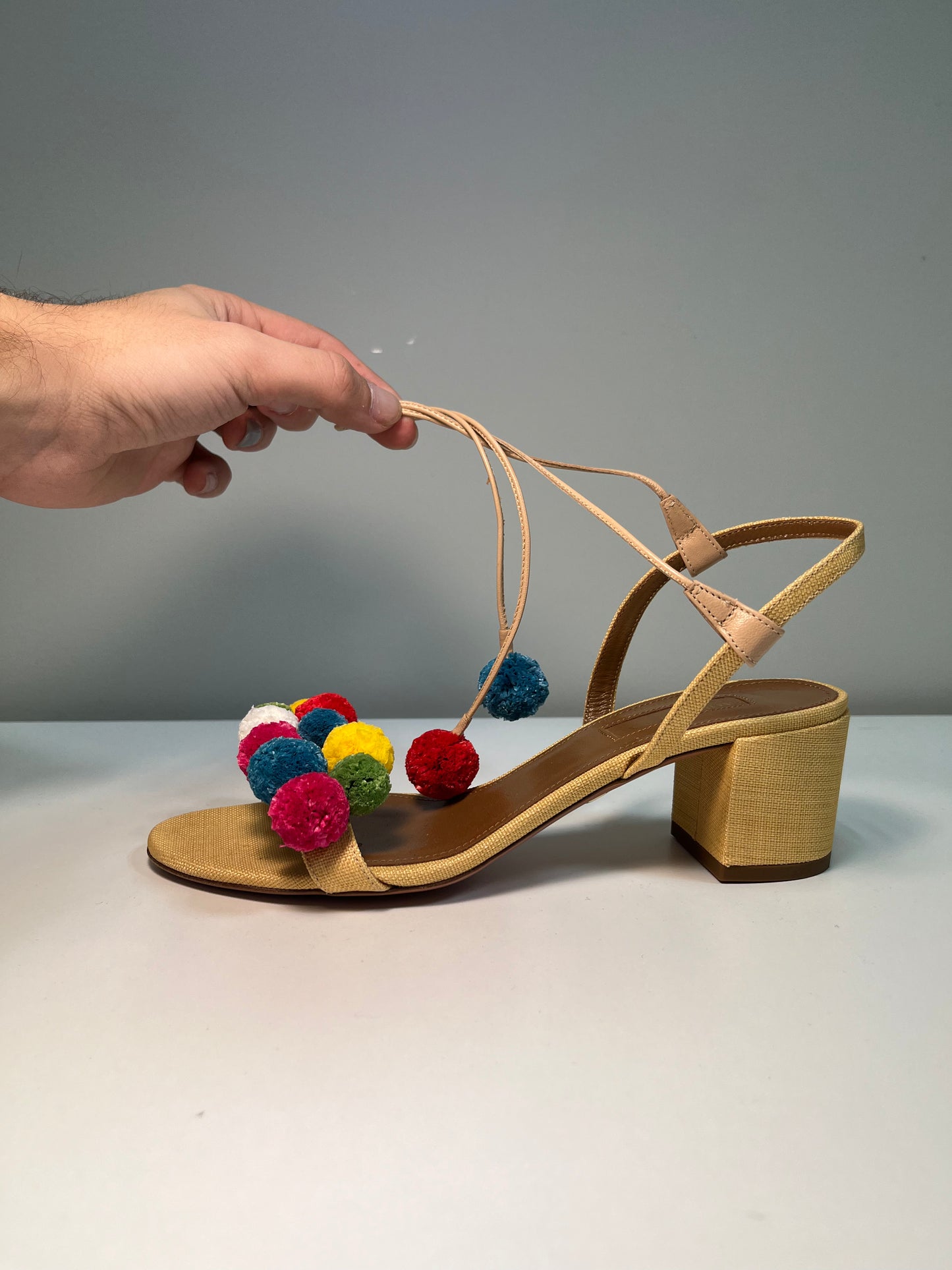 AQUAZZURA leather and cloth sandals (37)