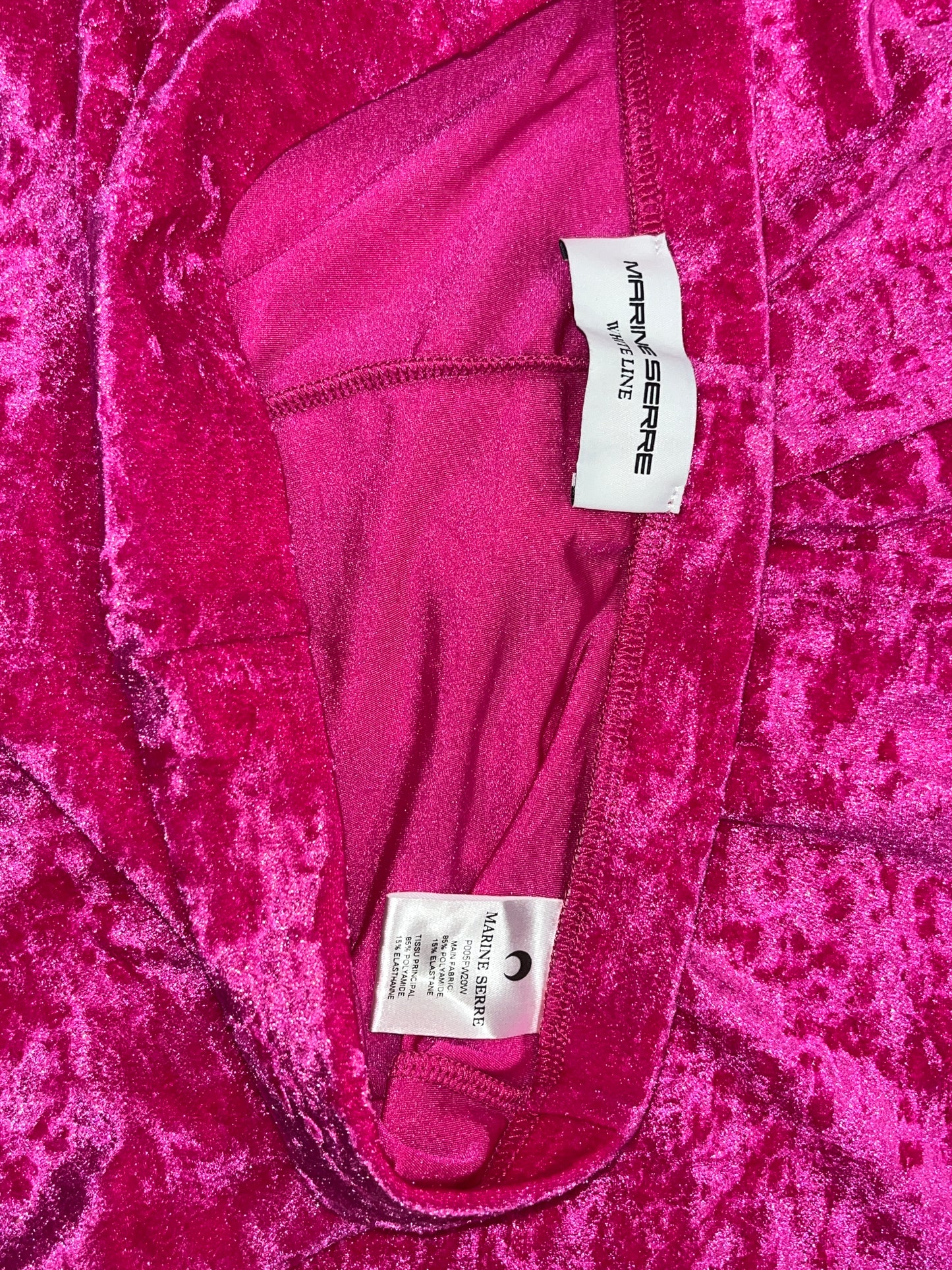 MARINE SERRE fucsia velvet trousers (S)