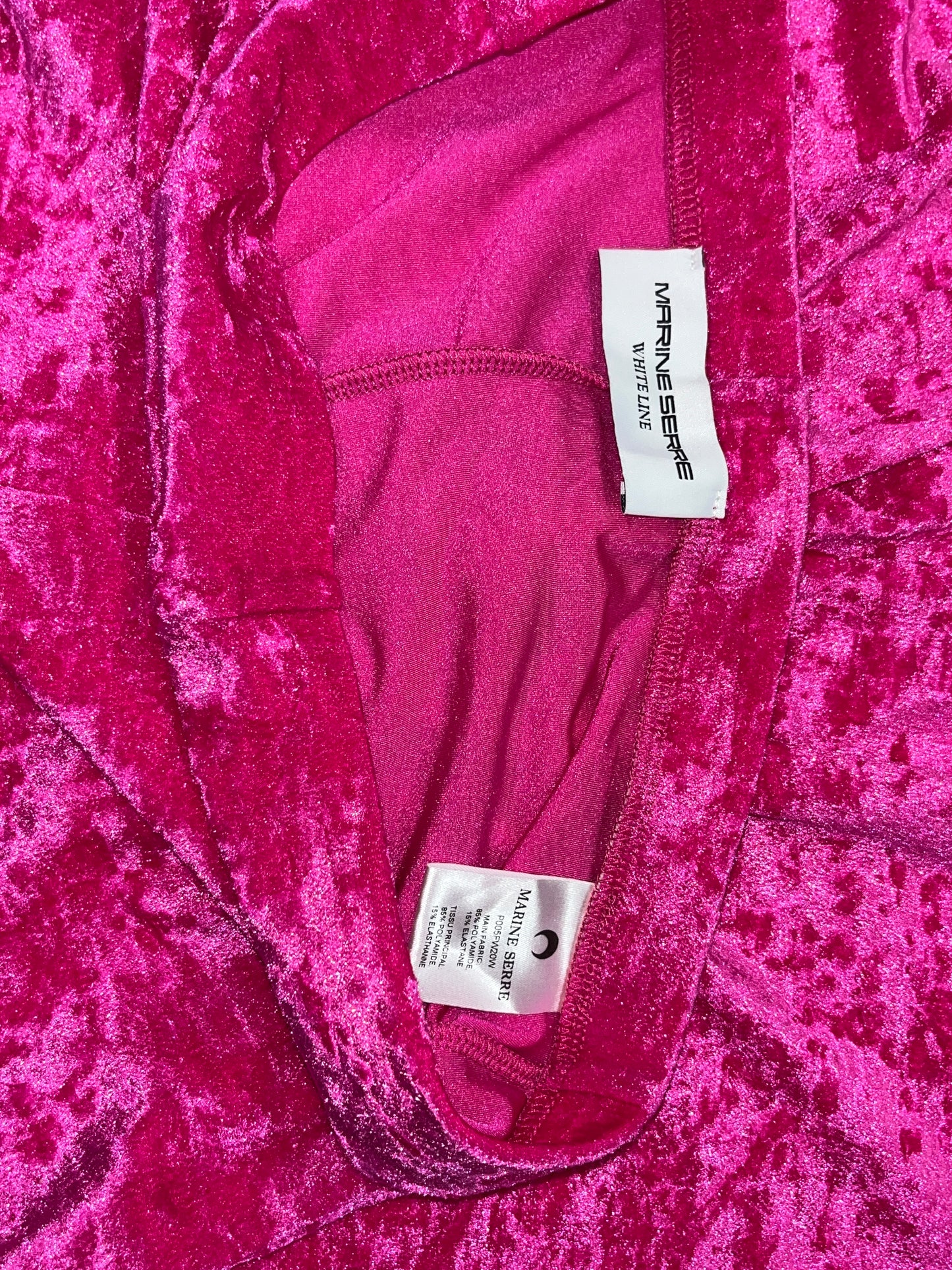 MARINE SERRE fucsia velvet trousers (S)