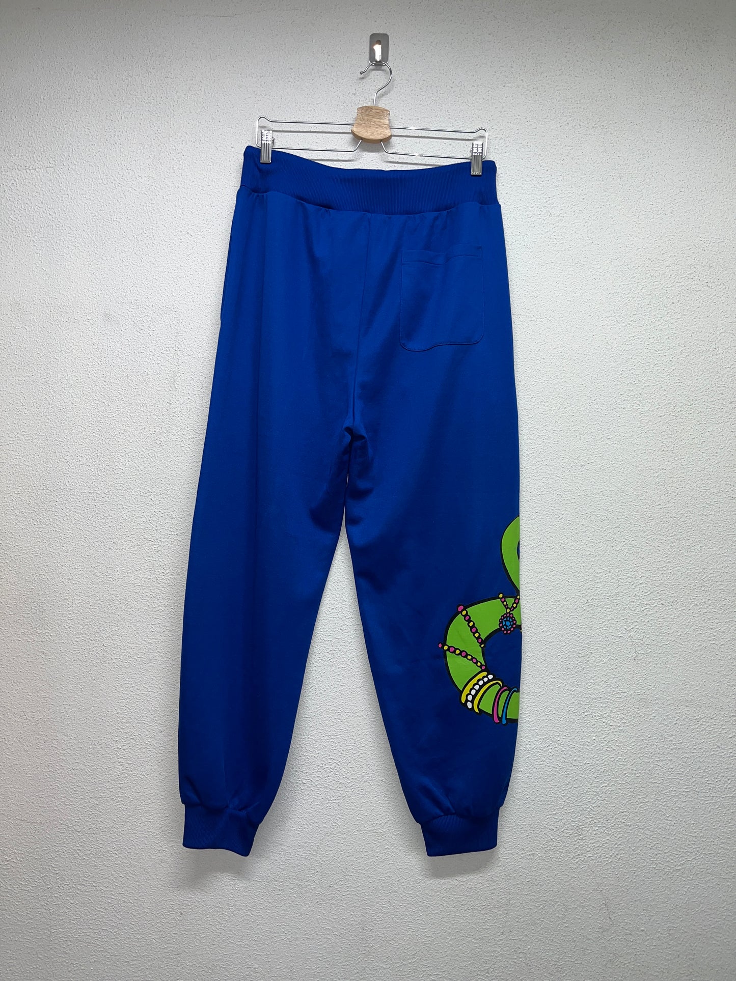 MOSCHINO blue graphic trousers (L)