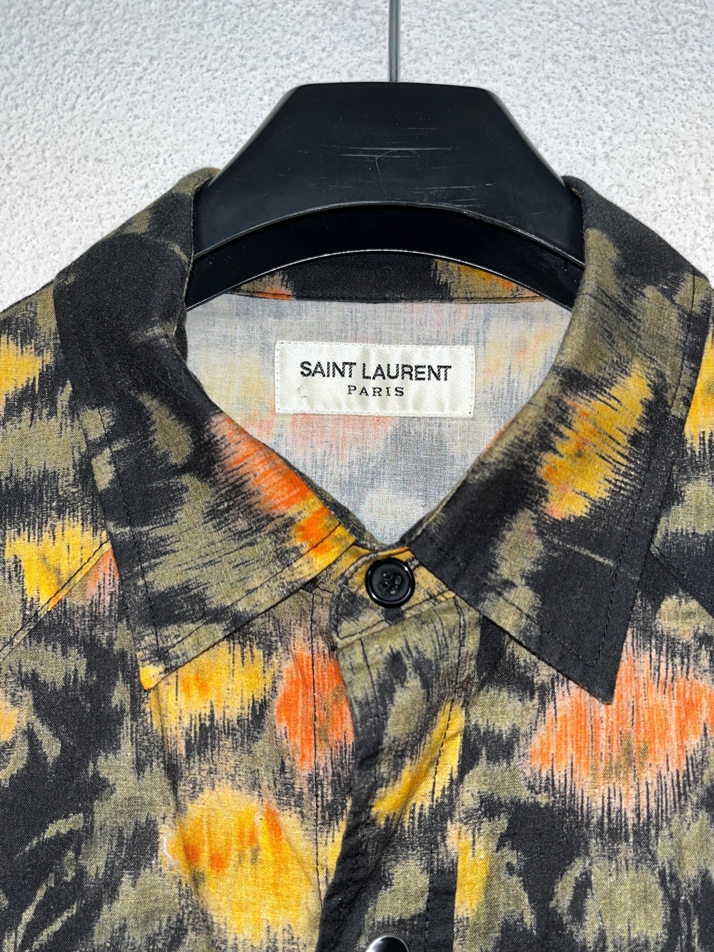 SAINT LAURENT floral print snap-off button up short sleeve shirt (S/M)