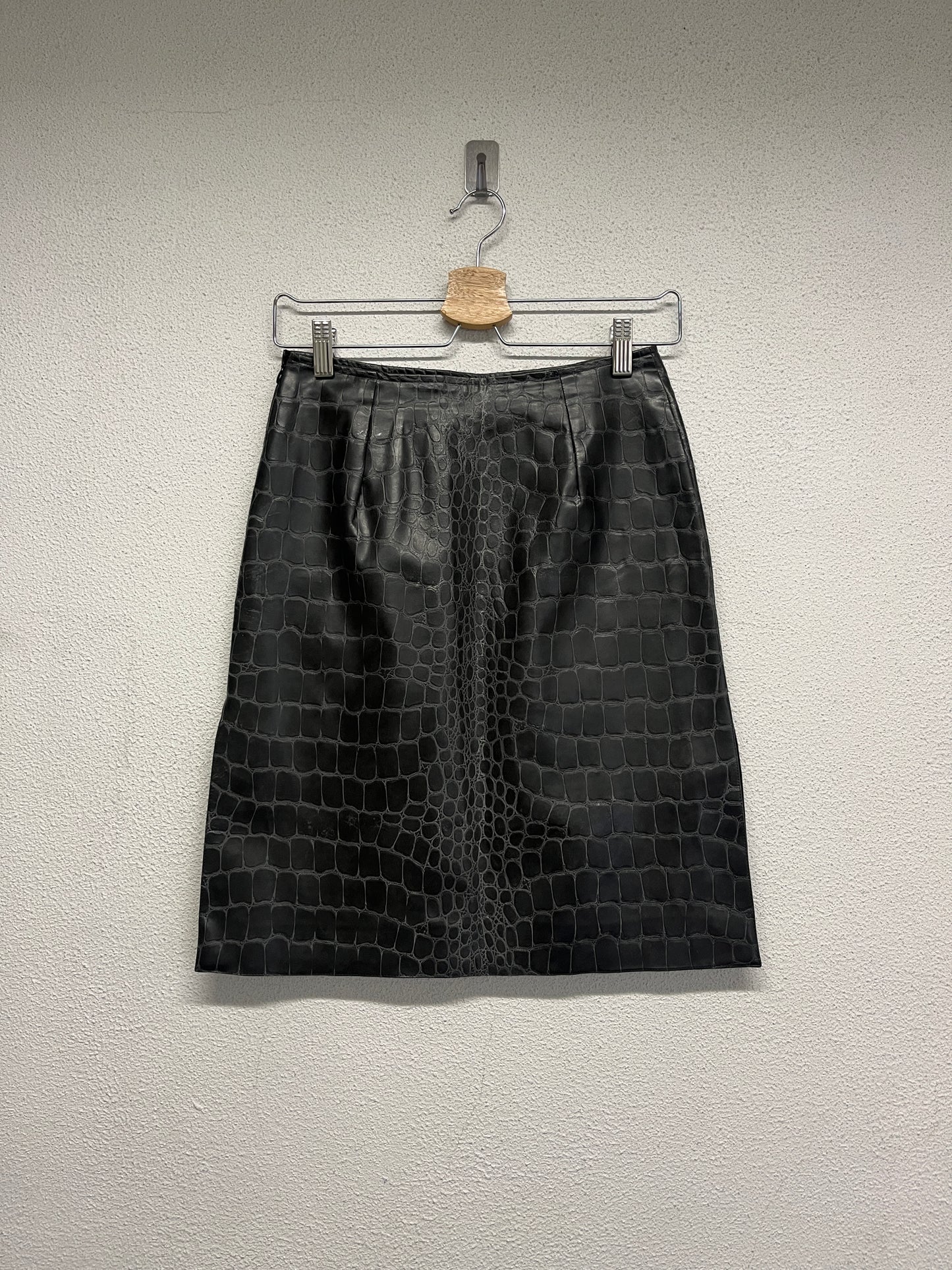 VERSACE black leather midi skirt (XS)