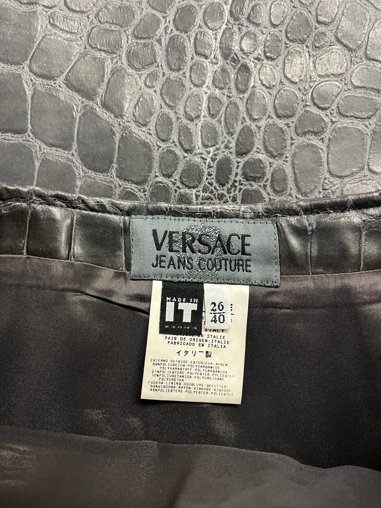 VERSACE black leather midi skirt (XS)