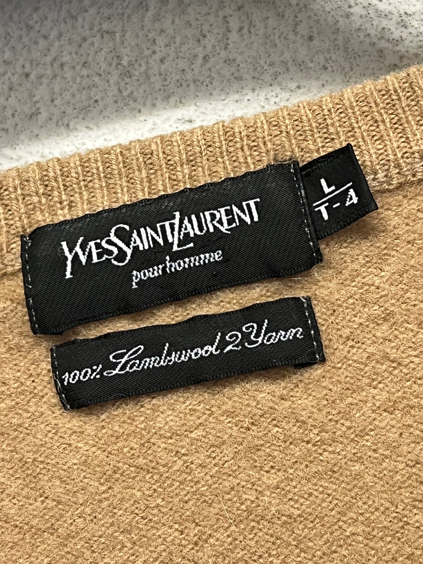 YVES SAINT LAURENT beige wool sweater (L)