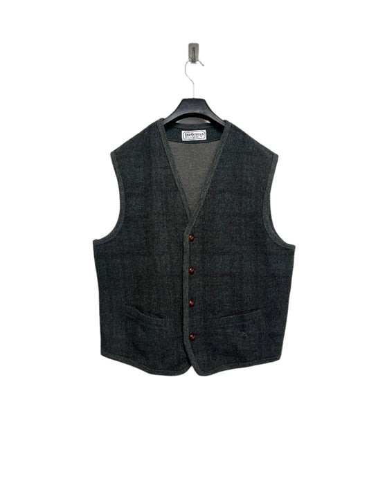 BURBERRY navy-grey plaid wool vest (XL)