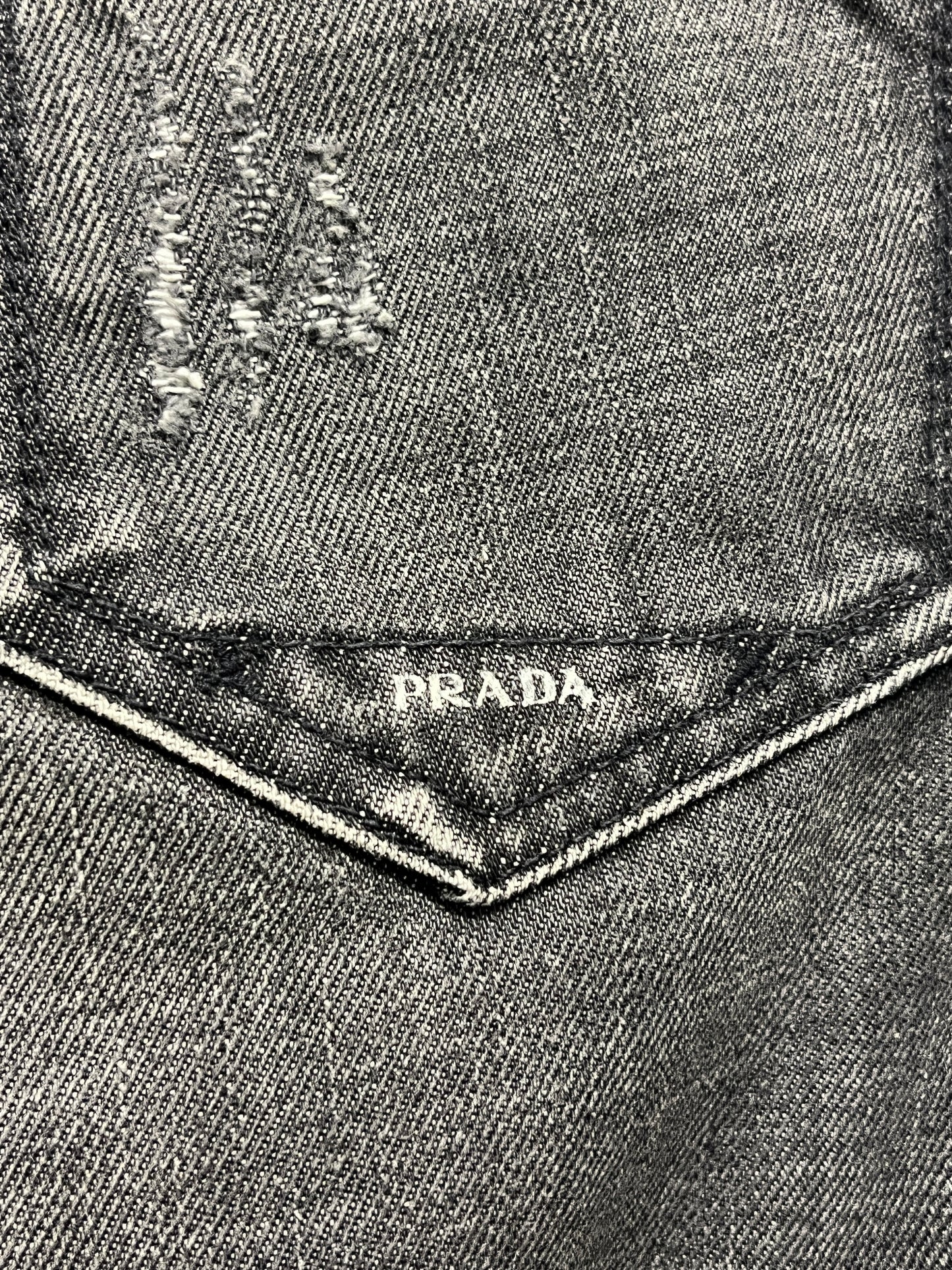 PRADA grey denim straight fit low waist trousers (M/XL)