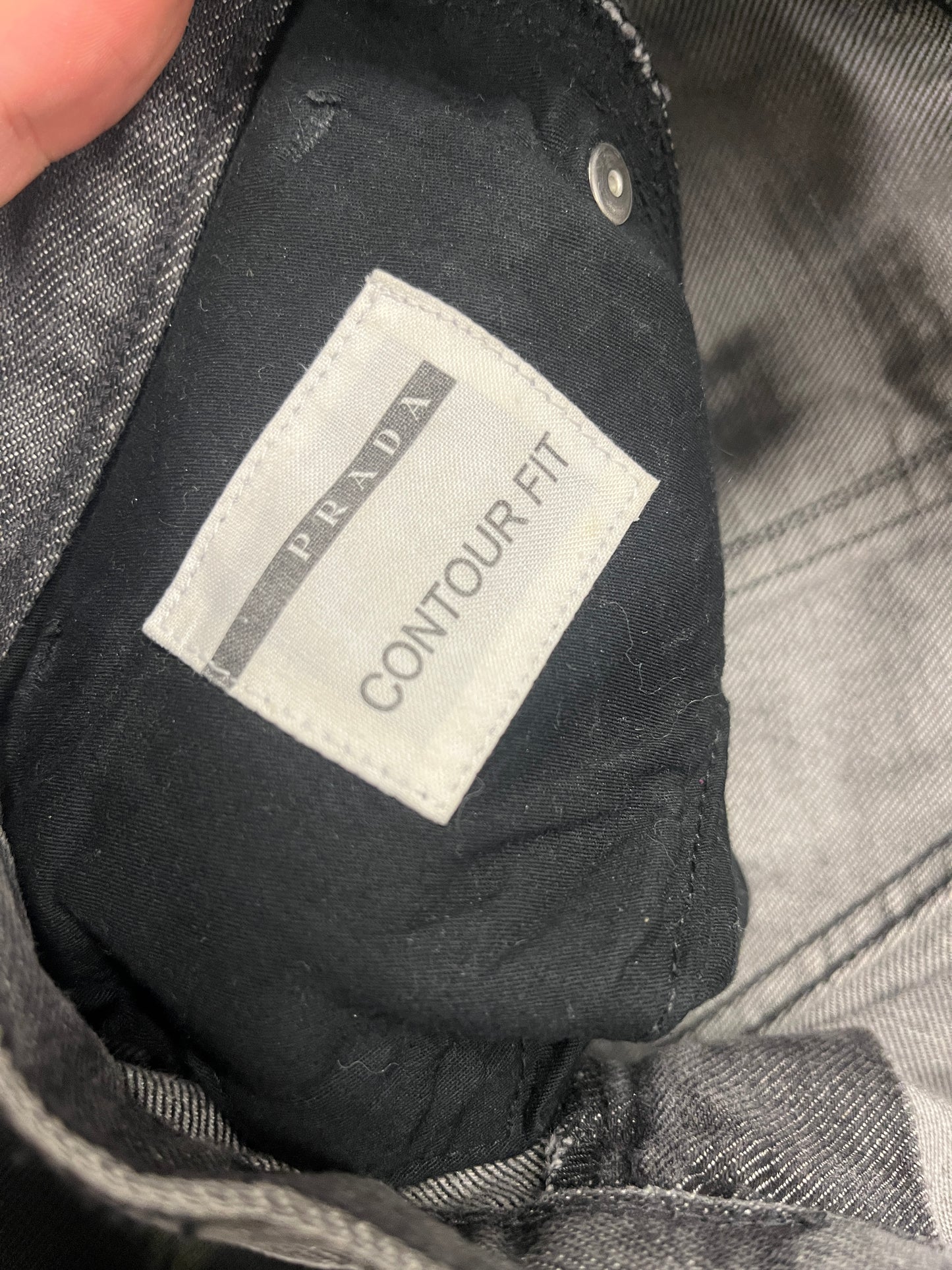 PRADA grey denim straight fit low waist trousers (M/XL)