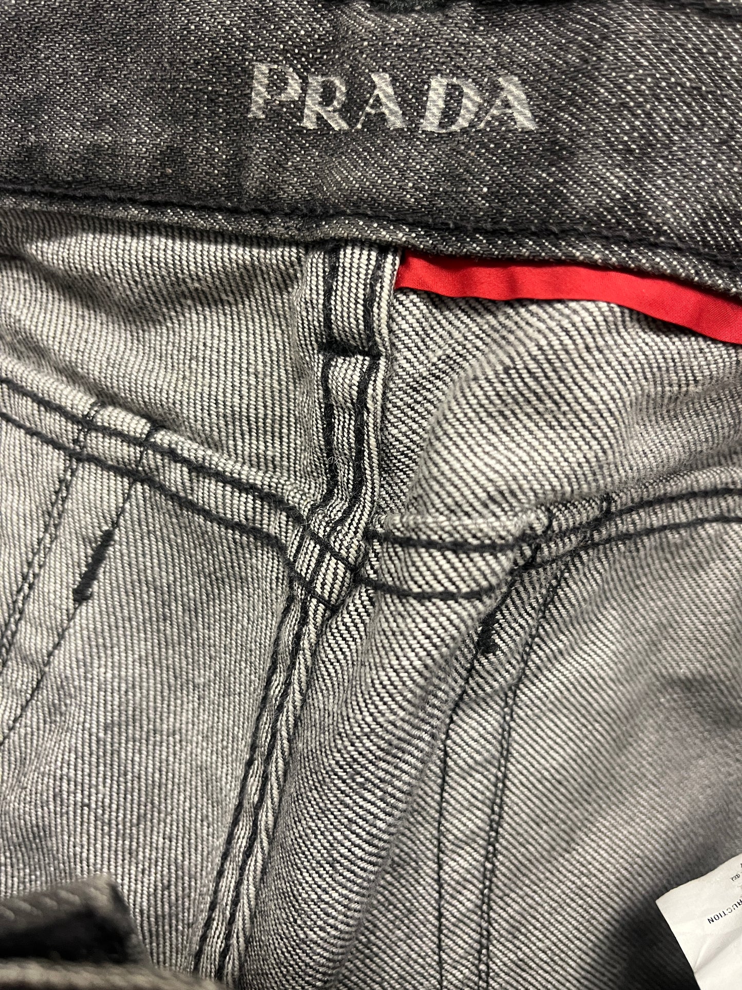 PRADA grey denim straight fit low waist trousers (M/XL)