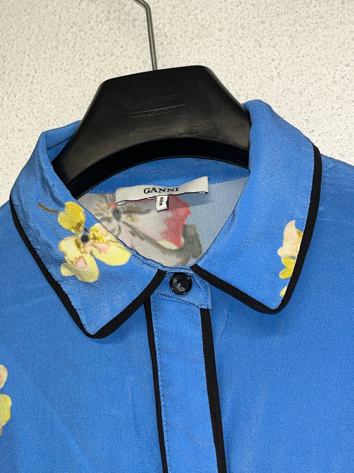 GANNI blue floral flowy shirt (S)