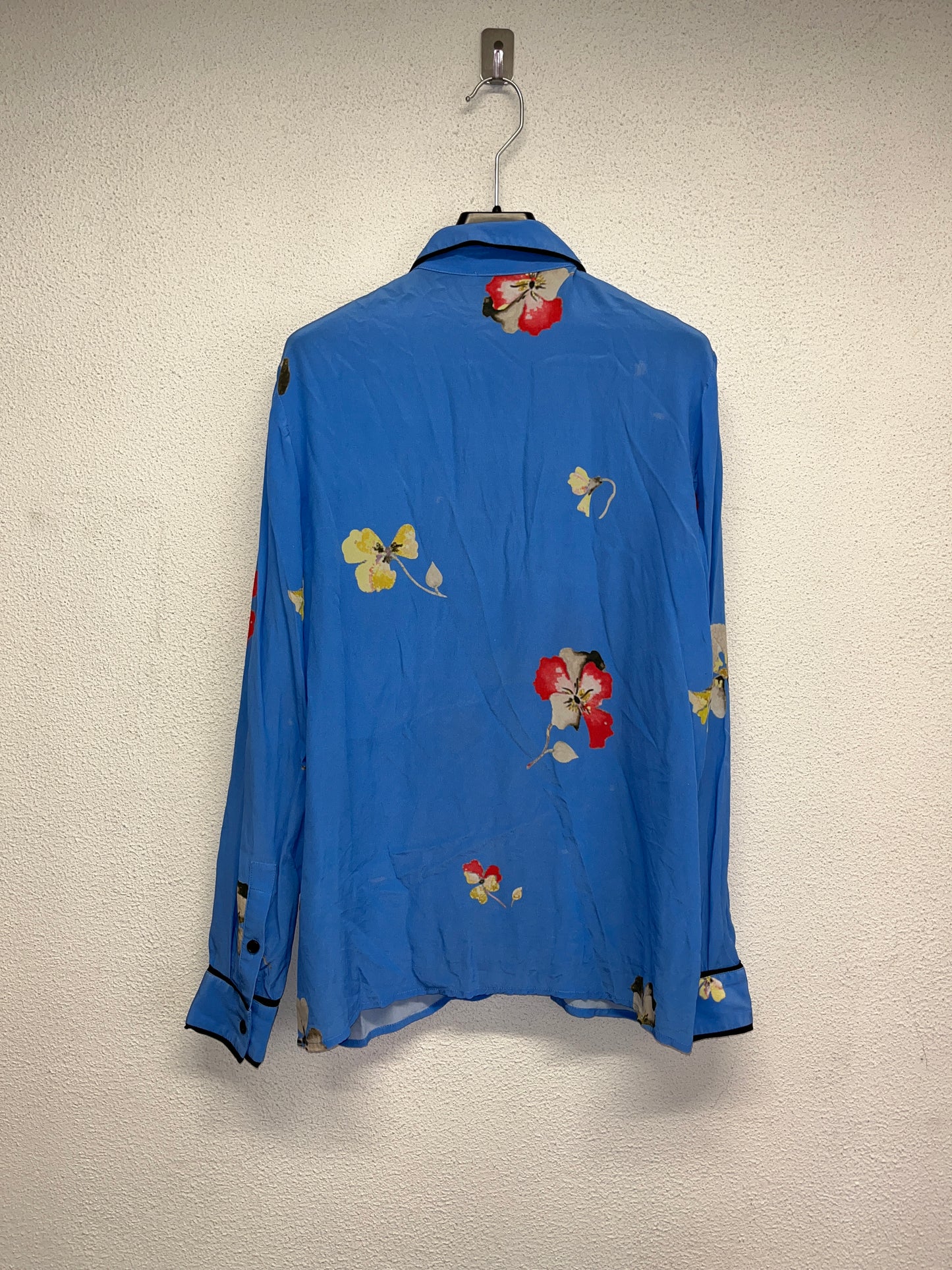 GANNI blue floral flowy shirt (S)