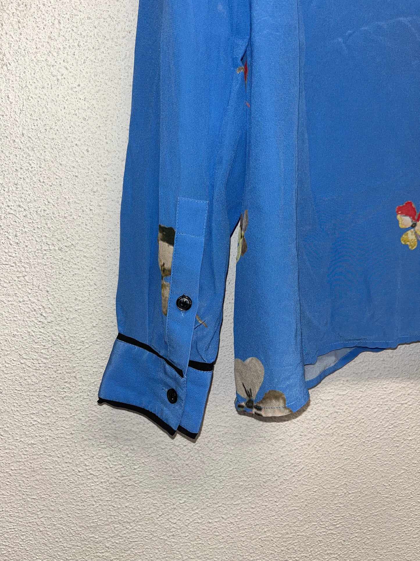 GANNI blue floral flowy shirt (S)