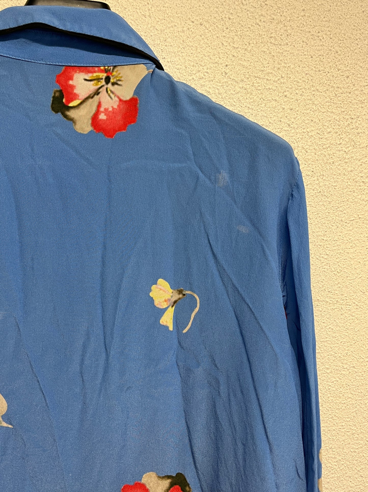 GANNI blue floral flowy shirt (S)