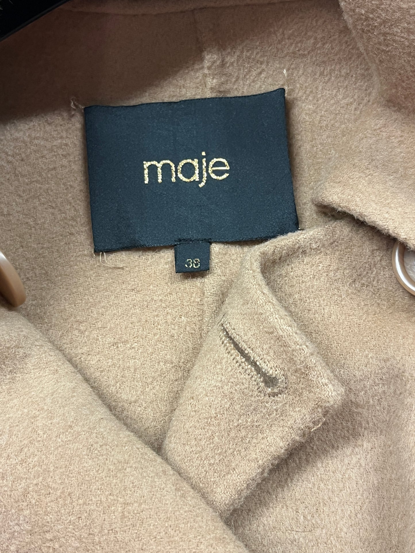 MAJE beige wool belted coat (M)