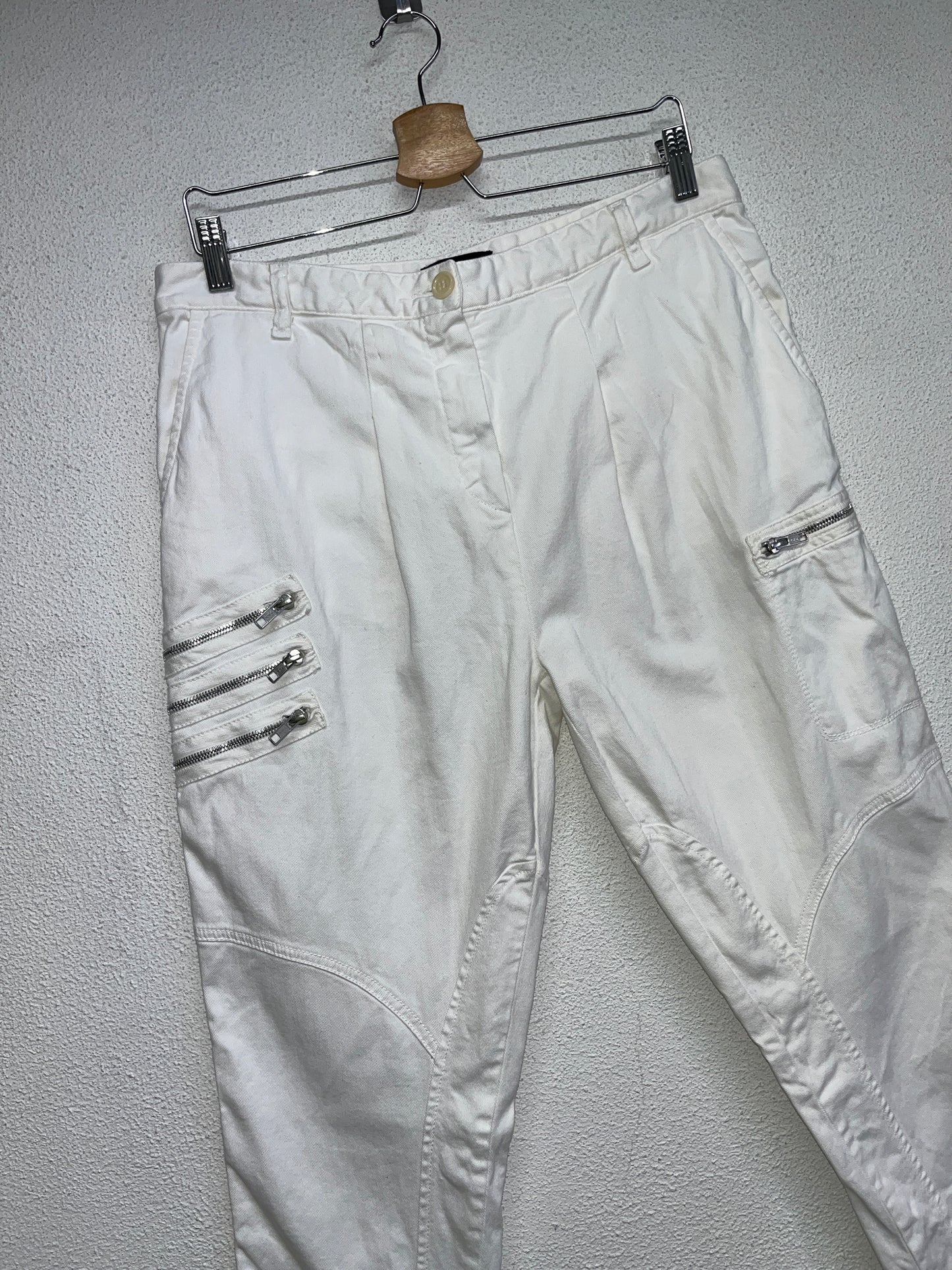 JOSEPH white zipper trousers (M)