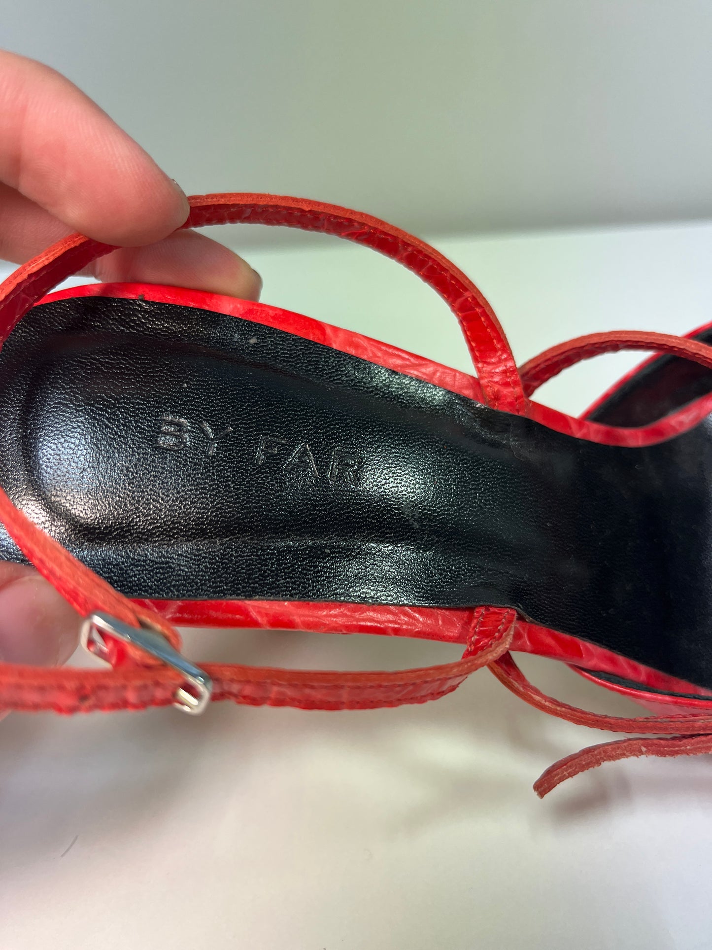 BY FAR red leather heels (37IT)
