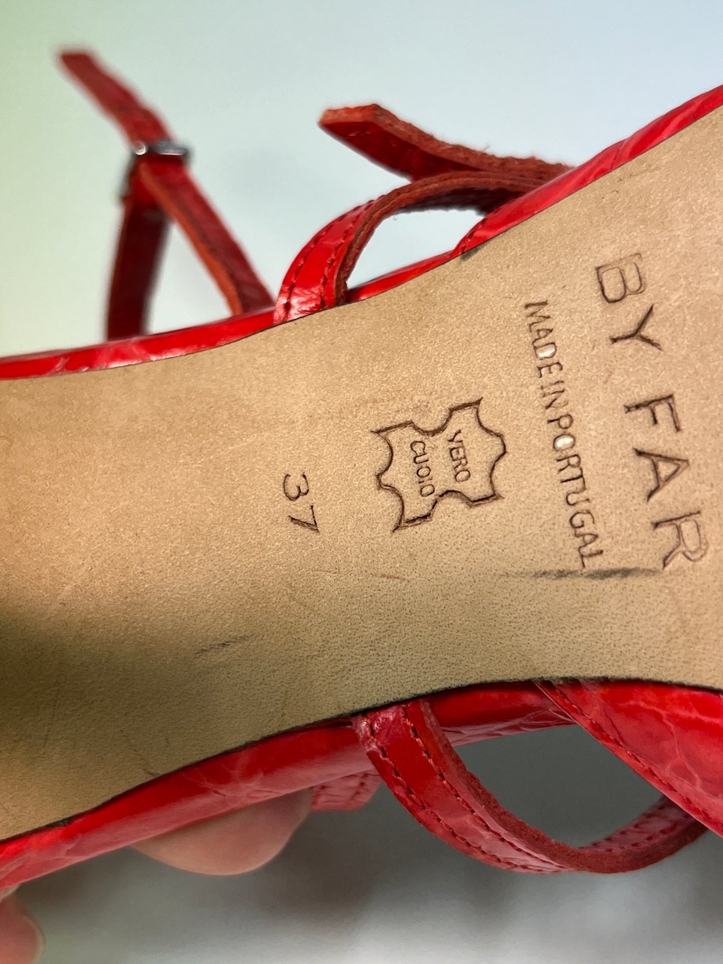 BY FAR red leather heels (37IT)