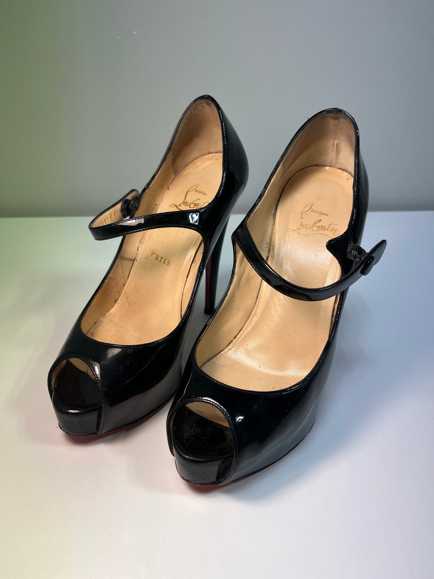 CHRISTIAN LOUBOTIN 'Alta Lowa' black pumps (36.5)