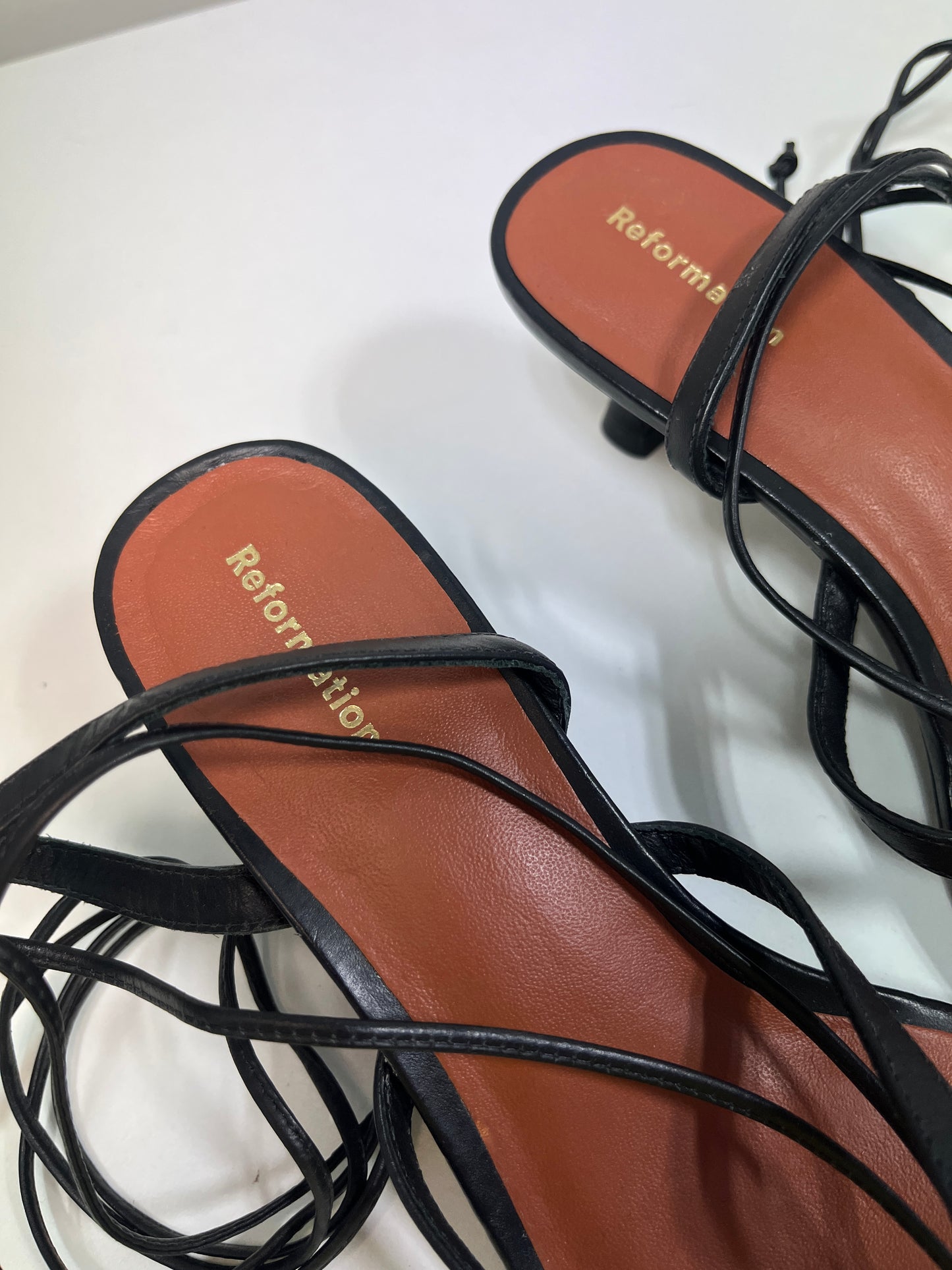 REFORMATION 'Selene' leather heel sandals (37)