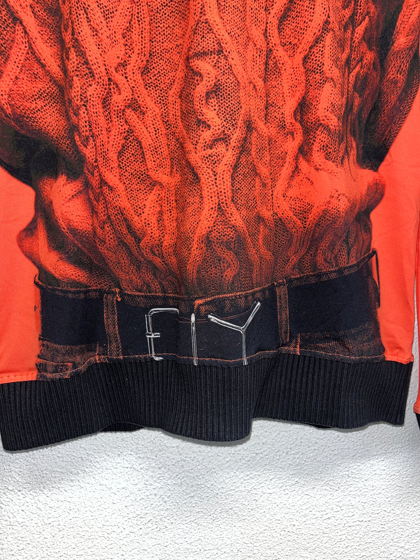 Y/PROJECT x JEAN PAUL GAULTIER red printed cable knit longsleeve