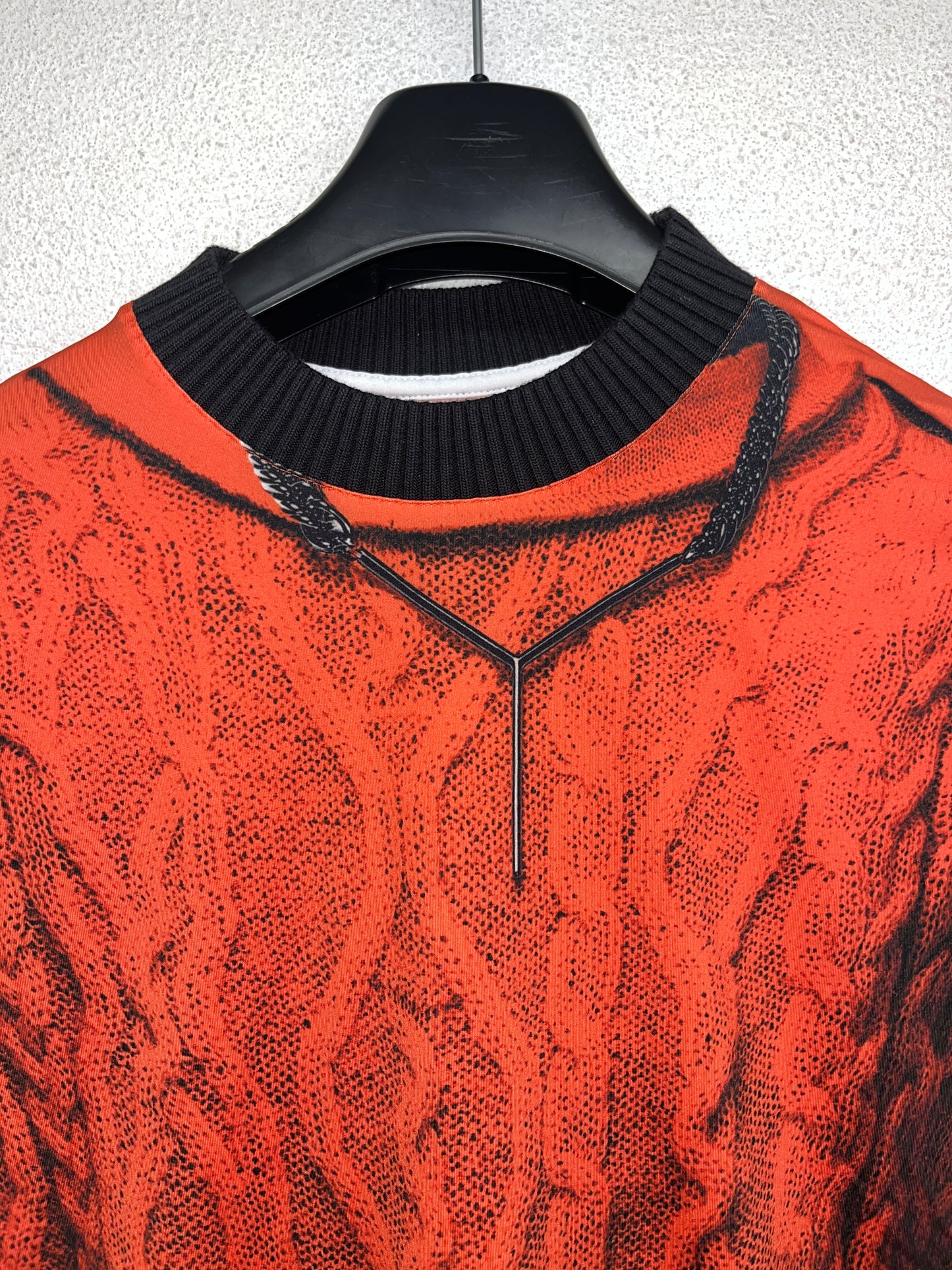 Y/PROJECT x JEAN PAUL GAULTIER red printed cable knit longsleeve