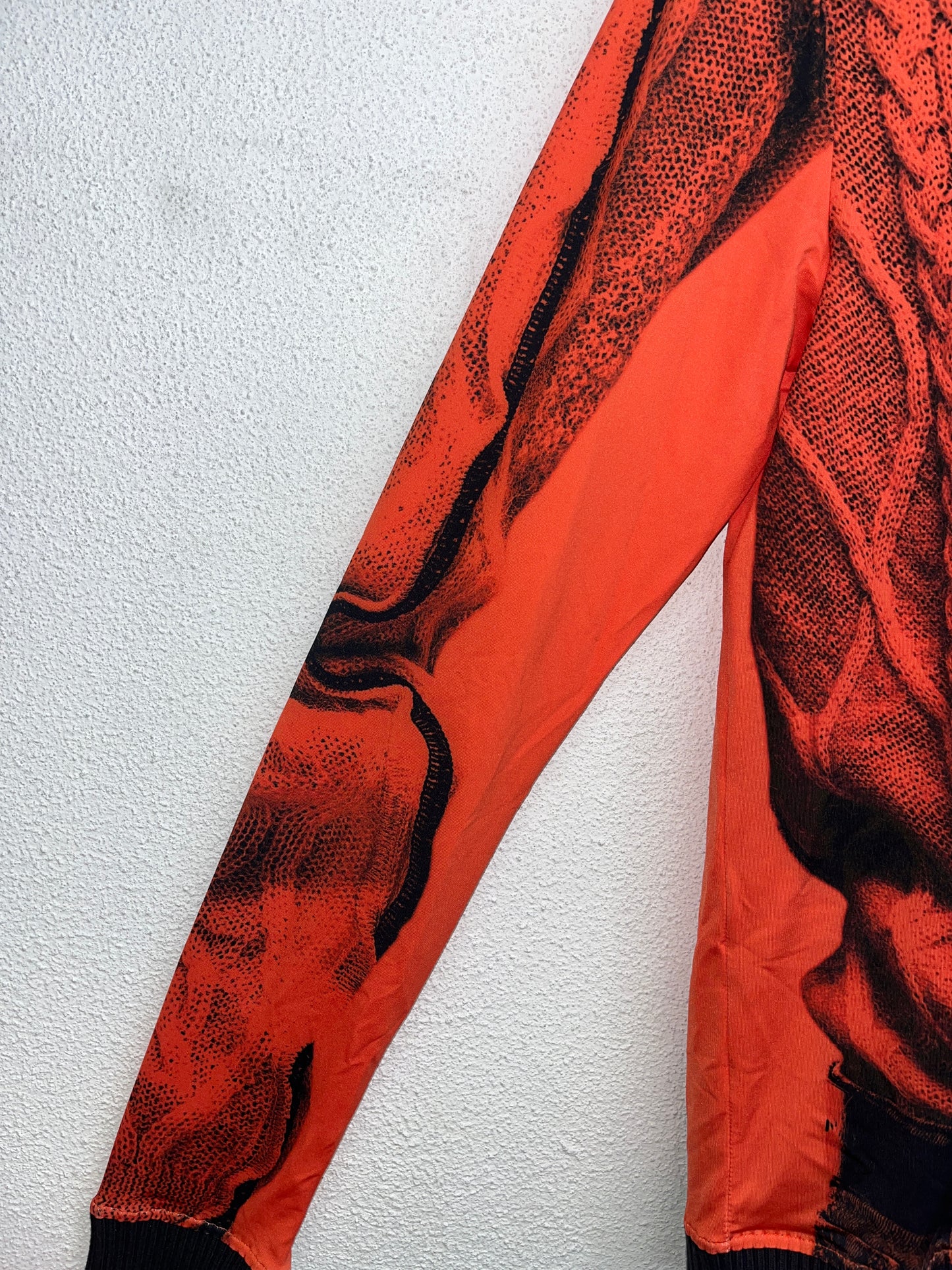 Y/PROJECT x JEAN PAUL GAULTIER red printed cable knit longsleeve