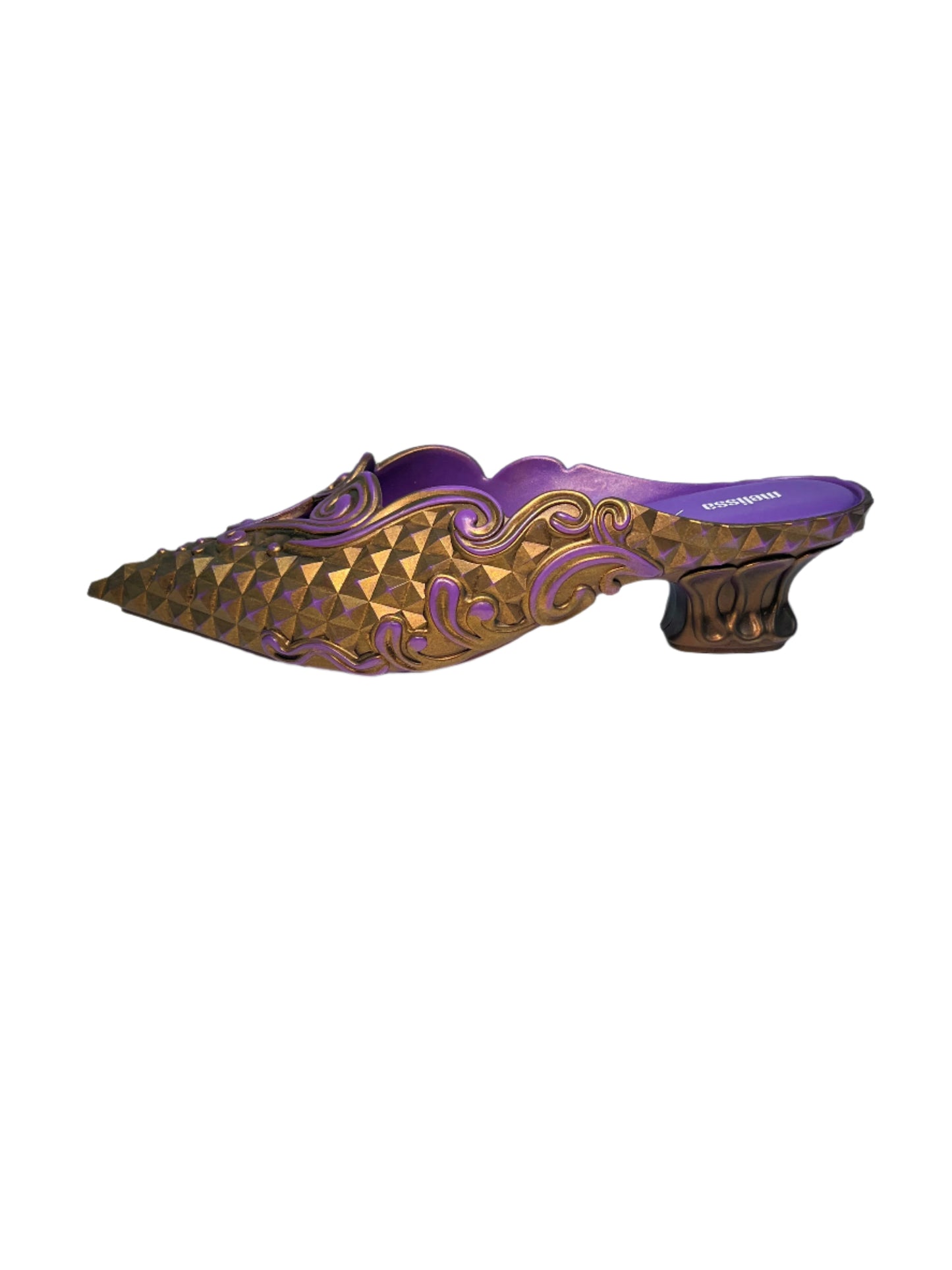 Y/PROJECT x MELISSA gold & purple point mules (35-36)