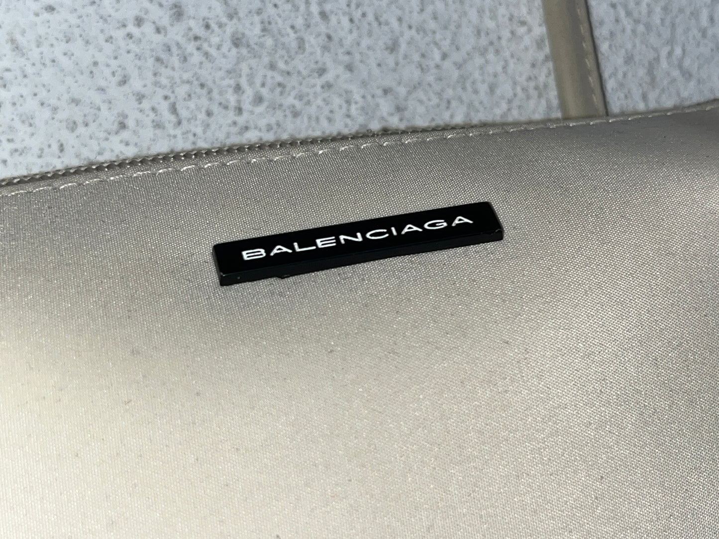BALENCIAGA cream bowling bag