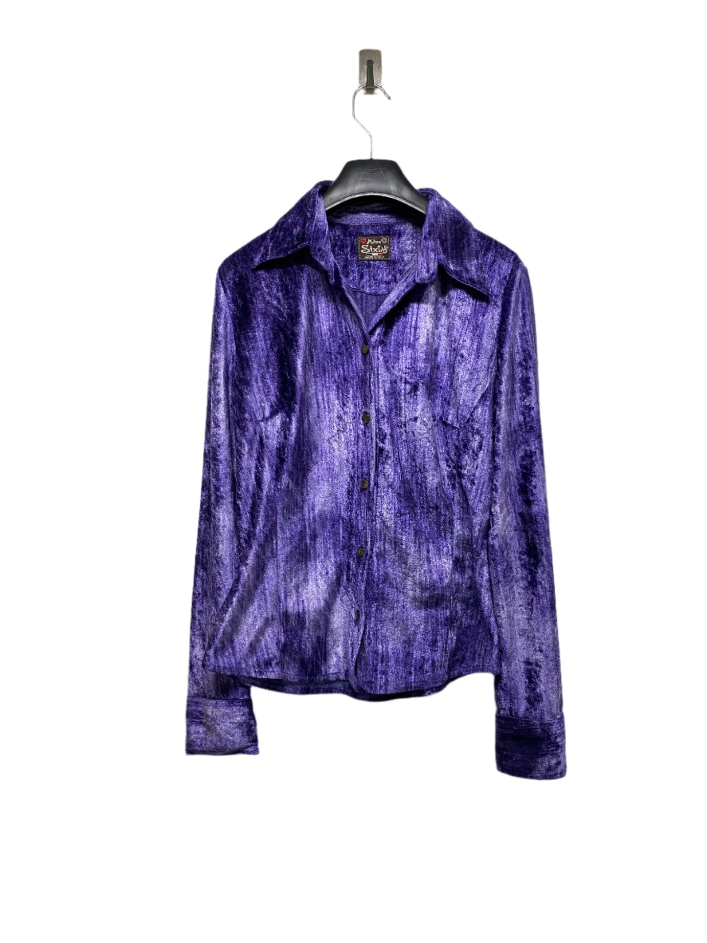 MISS SIXTY purple velvet button-up shirt (M)