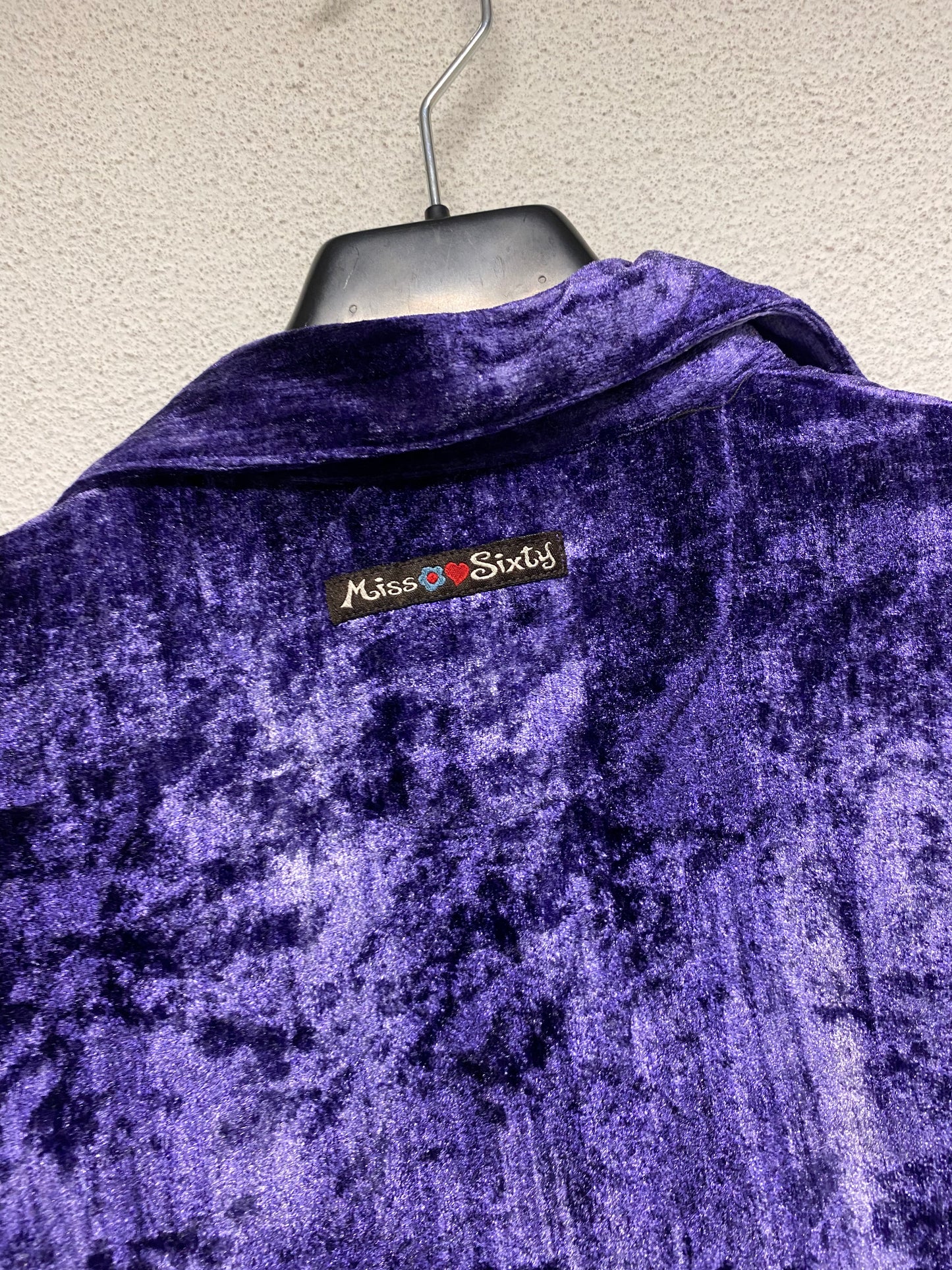MISS SIXTY purple velvet button-up shirt (M)