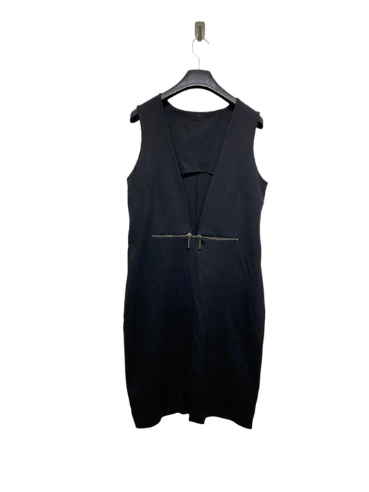 COP COPINE viscose black deep V-neck zipped dress (L)