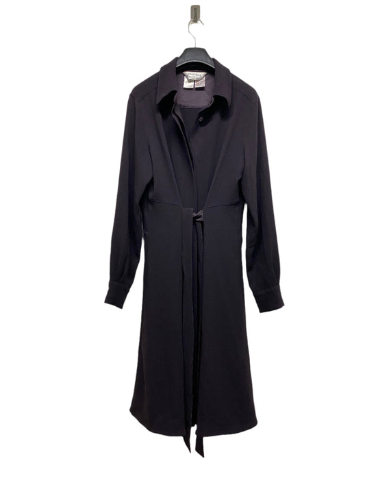 MAX MARA black silk belted button-up midi dress (M)