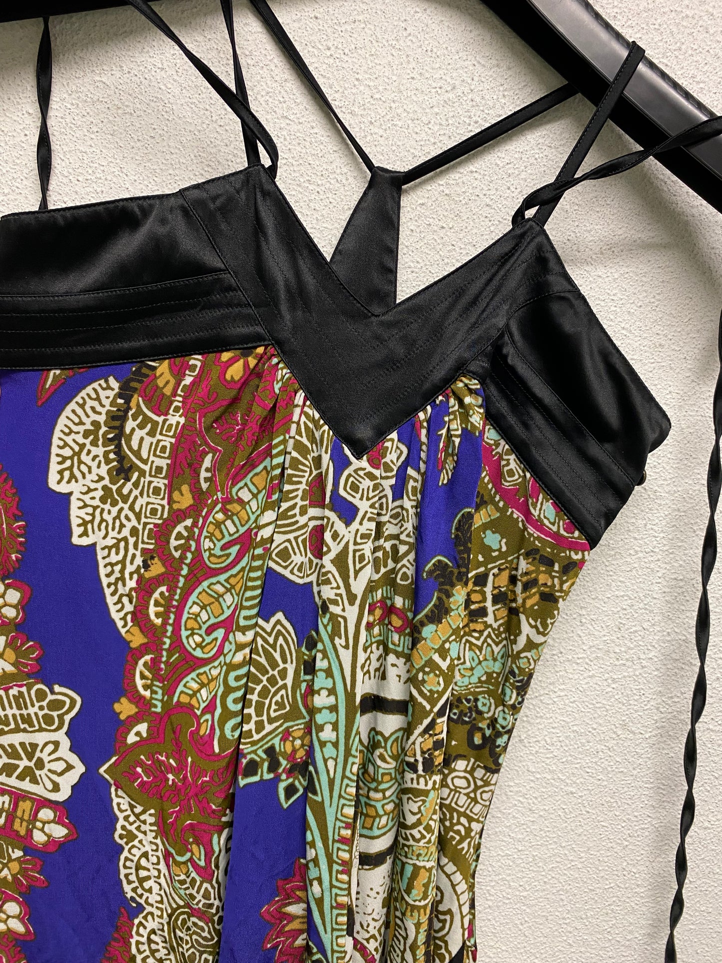 ROBERTO CAVALLI viscose multi pattern strap dress (XS)