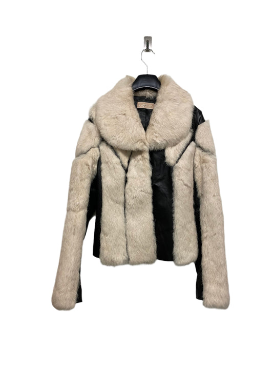 VINTAGE BDBA leather and real fur jacket (M)