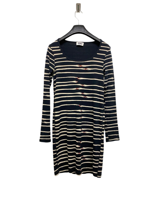 SONIA RYKIEL graphic & rhinestone longsleeve dress (M)