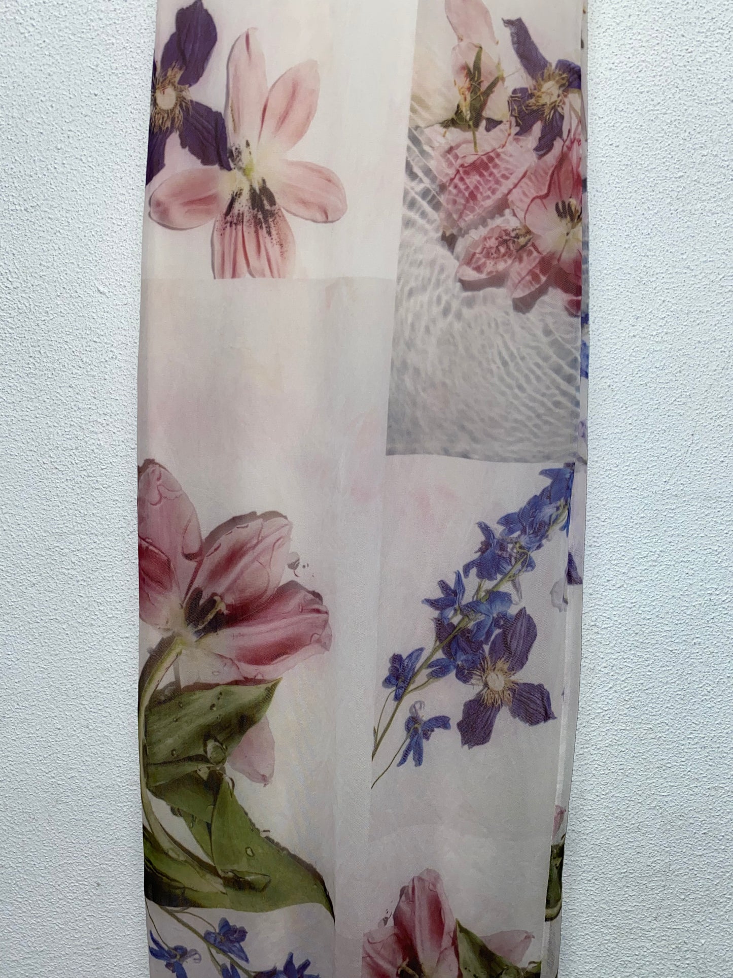 GANNI floral graphic maxi double layer mesh dress, stretchy fabric (S)